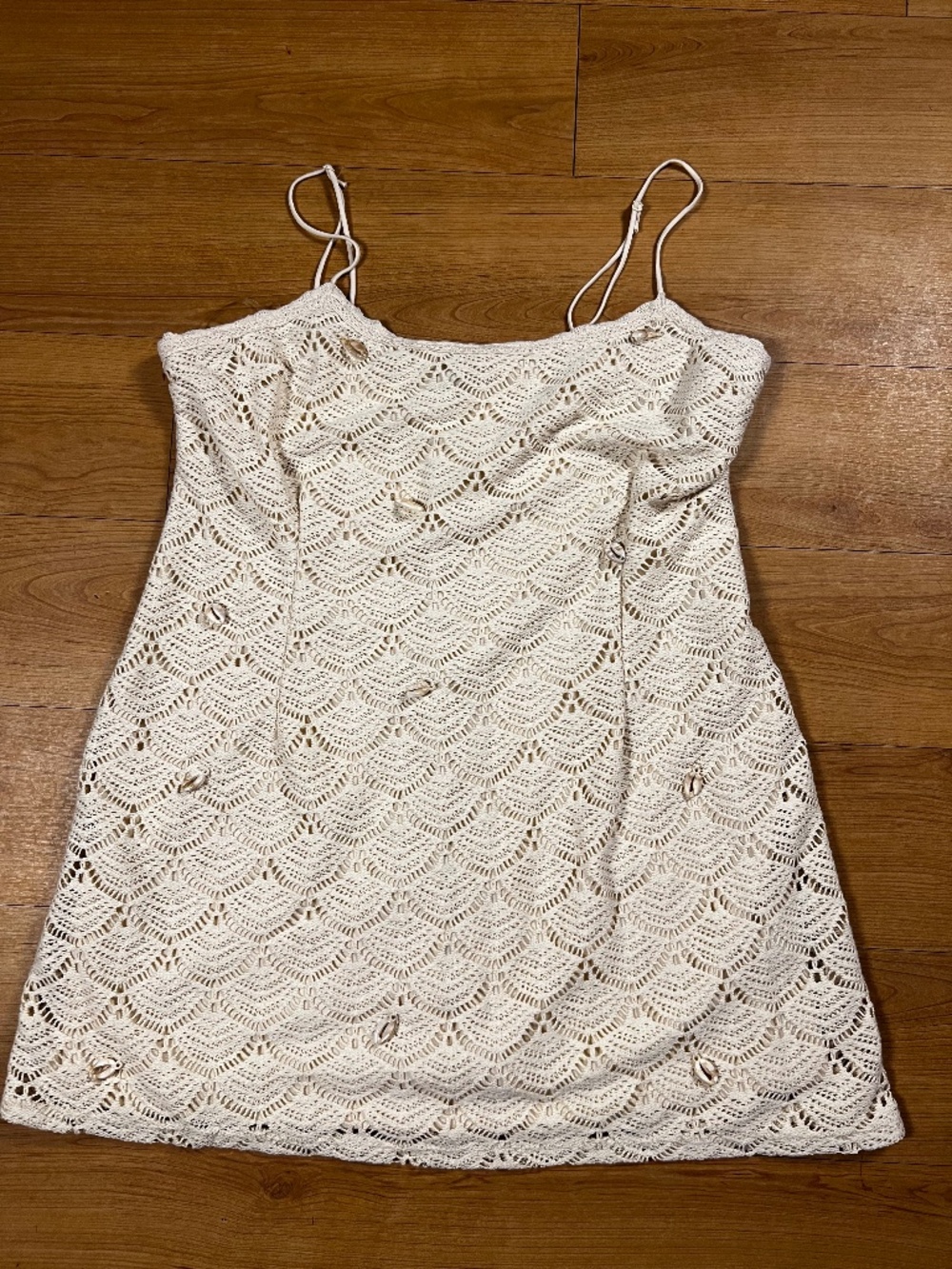 NWOT Wild Fable XL Cowrie Shells- Cream Crochet Cami Tank Top Coastal Boho